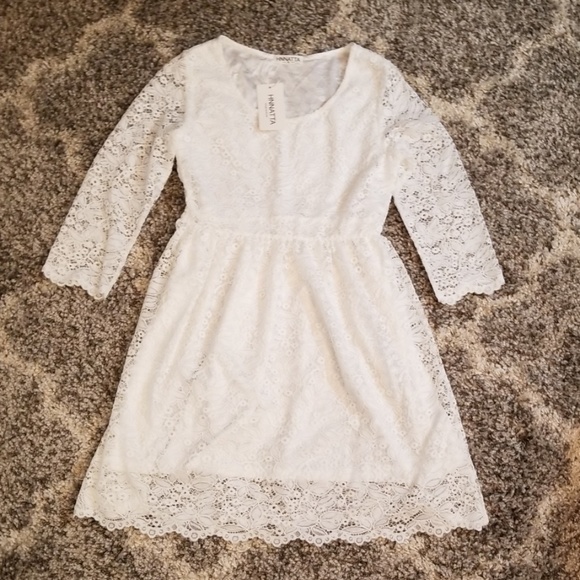 NWT HNNATTA White Lace Dress M - Picture 1 of 8